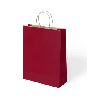 Bordo Büküm Saplı Kraft Çanta 31x41cm