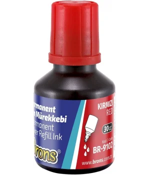 Brons Permanent Marker Mürekkebi 30 cc. KIRMIZI