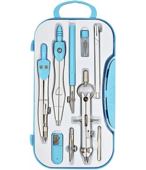 Brons Trilinli Metal Pergel Seti MAVİ