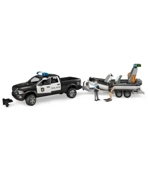 Bruder Ram 2500 Polis Aracı,Römork,Zodyak, 2 Figür ve Aksesuarlar