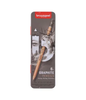 Bruynzeel Expression Graphite Dereceli Kalem Karakalem Eskiz Çizim Seti 6lı Metal Kutu