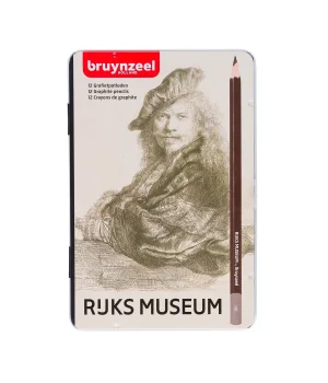 Bruynzeel Graphite Pencils Rijksmuseum Rembrandt Dereceli Karakalem Eskiz Çizim Seti 12li