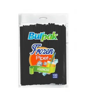 Burpak Frozen Siyah Pipet 7 mm * 22 cm - 100 Adet