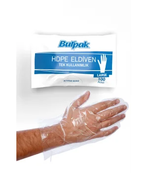 Burpak Şeffaf Eldiven HDPE L 100 Adet