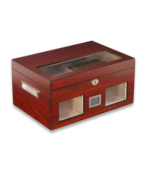 Camlı Puro Kutusu Humidor Mat Maun Vişne 100s