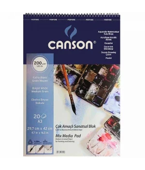 Canson Finface Çok Amaçlı Sanatsal Resim ve Eskiz Çizim Defteri 200 gr. A3 20 Sayfa
