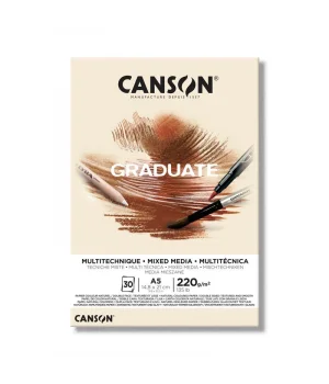 Canson Graduate Mixed Media Çok Amaçlı Eskiz Çizim Defteri Natural 220 gr. A5 30 Sayfa