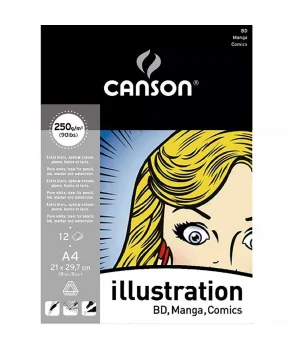 Canson Illustration Manga Marker Çizim Defteri A4 250 gr. 12 Sayfa