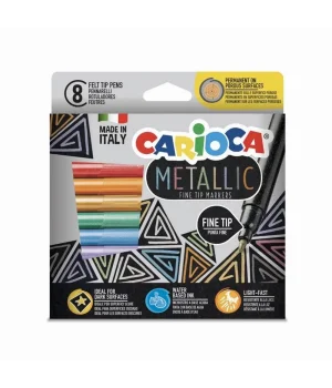 Carioca 8 Renk Fine Tip Metalik Keçeli Kalem Seti