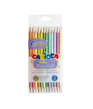 Carioca Bicolor Pastel Renk Kuru Boya Kalemi 12li (24 Renk)