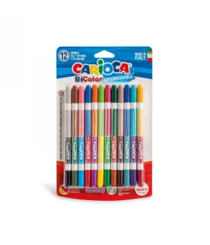 Carioca Bicolor Süper Yıkanabilir Çift Uçlu Keçeli Boya Kalemi 12li (24 Renk)