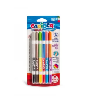Carioca Bicolor Süper Yıkanabilir Çift Uçlu Keçeli Boya Kalemi 6lı (12 Renk)
