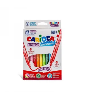 Carioca Birello Jumbo+Standart Çift Uçlu Yıkanabilir Keçeli Boya 12 Renk