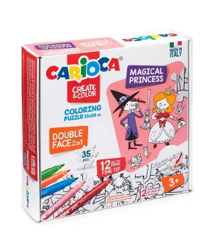 Carioca Boyanabilir Puzzle Magıcal Princess 35 Parça Çift Taraflı 12 Adet Joy Keçeli 42941