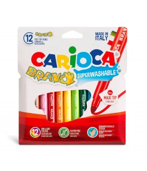 Carioca Bravo Süper Yıkanabilir Keçeli Boya Kalemi 12 Renk
