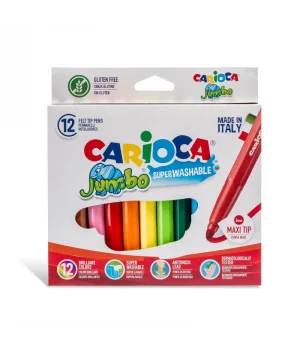 Carioca Jumbo Süper Yıkanabilir Kalın Keçeli Boya 12 Renk