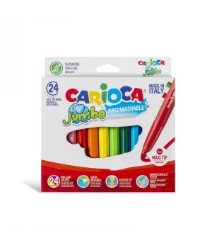 Carioca Jumbo Süper Yıkanabilir Kalın Keçeli Boya 24 Renk