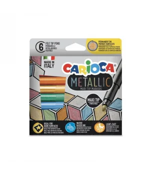 Carioca Metalik Jumbo Keçeli Kalem 6 Renk Maxi Tip
