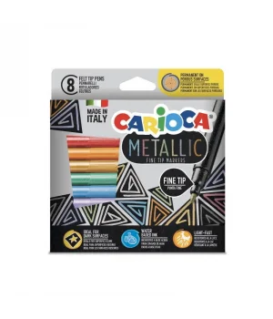 Carioca Metalik Keçeli Kalem 8 Renk Fine Tip