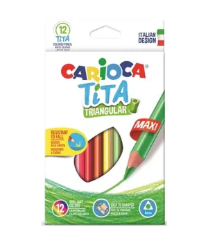 Carioca Tita Maxi Jumbo Üçgen Kuru Boya 12 Renk Karton Kutu (42791)