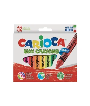 Carioca Wax Crayons Maxi Yıkanabilir Jumbo Mum Boya 12 Renk
