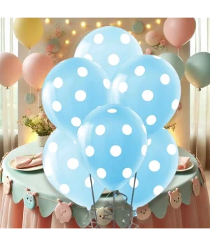 Çepeçevre Beyaz Puantiyeli Açık Mavi Balon 12