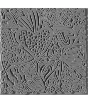 Cernit Texture Plate Silikon Polimer Kil Desen ve Doku Kalıbı 9x9 cm. HEARTS