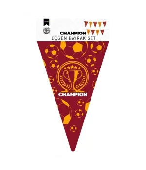 Champion Sarı Kırmızı Üçgen Flama Süsleme Seti