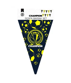 Champion Sarı Lacivert Üçgen Flama Süsleme Seti