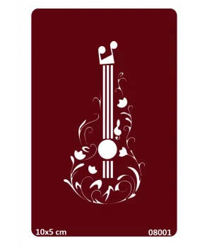 Çiçekli Gitar Geçici Dövme Şablonu Kına Kalıpları