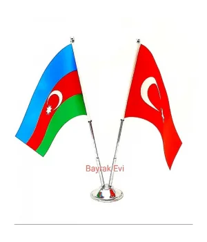 Çiftli Azerbaycan-Türkiye Bayrağı