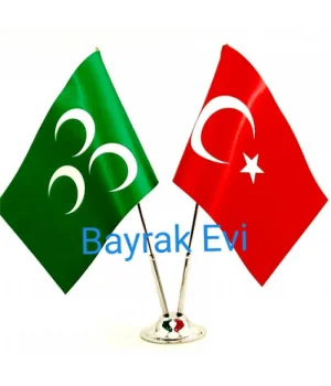 Çiftli Yeşil  Üçhilal Masa Bayrağı