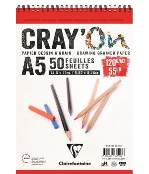 Clairefontaine CrayOn Eskiz Çizim Defteri Üstten Spiralli 120 gr. A5 50 yp.