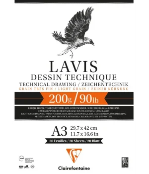 Clairefontaine Lavis Multi Teknik Eskiz Çizim Defteri 200 gr. A3 20 yp.