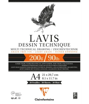 Clairefontaine Lavis Multi Teknik Eskiz Çizim Defteri 200 gr. A4 20 yp.