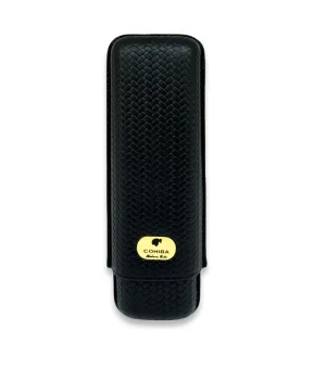 Cohiba Örme Desen Deri Puro Kılıfı 2li Siyah (64Ring)