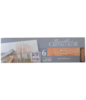 Cretacolor Basic Drawing Set Karakalem Eskiz Çizim Seti Metal Kutu 6 Parça