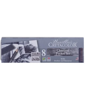 Cretacolor Charcoal Pocket Set Karakalem Eskiz Çizim Seti Metal Kutu 8 Parça