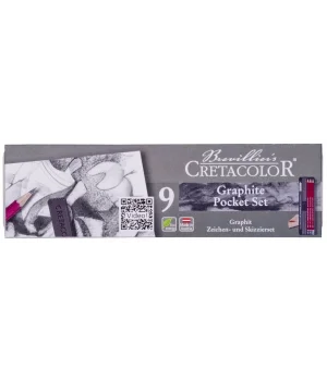 Cretacolor Graphite Pocket Set Karakalem Eskiz Çizim Seti Metal Kutu 9 Parça