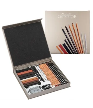 Cretacolor Passion Box Drawing Set Premium Karakalem Eskiz Çizim Seti Hediyelik Kutu 25 Parça