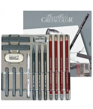 Cretacolor Silver Box Graphite Profesyonel Karakalem Eskiz Çizim Seti 15 Parça Metal Kutu
