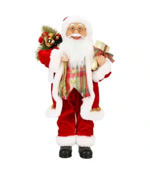 Çuval Taşıyan Gözlüklü Noel Baba Dekoratif Biblo 46 cm