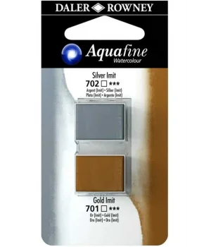 Daler Rowney Aquafine 1/2 Tablet Sulu Boya 2li Set SILVER IMIT / GOLD IMIT