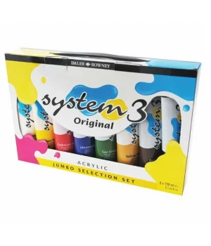 Daler Rowney System 3 Akrilik Boya Seti Jumbo Selection 8 Renk x 150 ml.