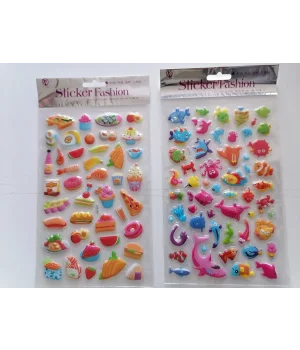 Deniz ve Pizza 3D Kabartmalı Sticker Çıkartma seti