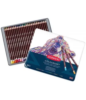 Derwent Coloursoft Pencils Yumuşak Kuru Boya Kalemi Seti 24lü Teneke Kutu