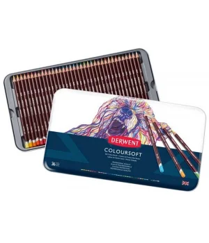 Derwent Coloursoft Pencils Yumuşak Kuru Boya Kalemi Seti 36lı Teneke Kutu