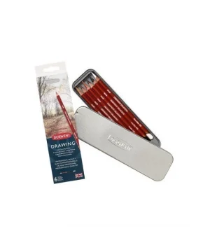 Derwent Drawing Pencils Renkli Çizim Kalemi Seti 6lı Teneke Kutu + Kalemtraş