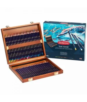 Derwent Inktense Mürekkep Etkili Aquarell Boya Kalemi Seti 48li Ahşap Kutu