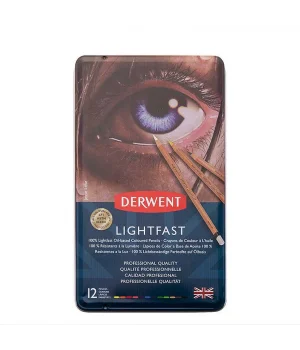 Derwent Lightfast Kuruboya Seti 12 Renk Metal Kutu